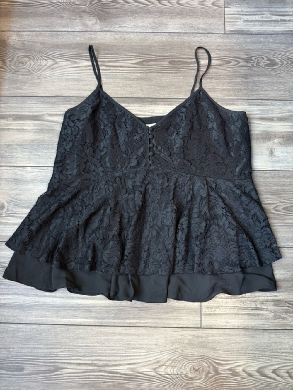 Laundry by Shelli Segal Lacy Black Spaghetti Strap Top Size XL